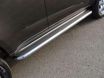 Пороги с площадкой нержавеющий лист 60 мм ТСС для Chevrolet Tahoe 2006-2014
