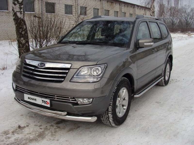 Защита передняя двойная 76-50 мм ТСС для Kia Mohave 2008-2016