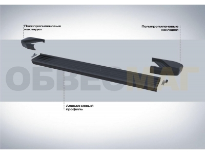 Пороги алюминиевые Rival Black New для Volkswagen Teramont 2018-2025