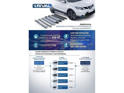 Пороги алюминиевые Rival Black для Toyota RAV4 2019-2021