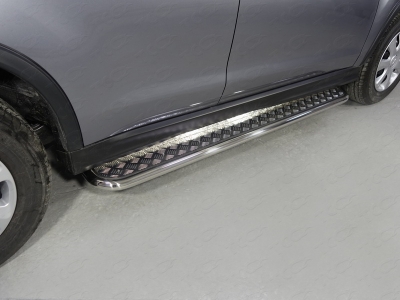 Пороги с площадкой алюминиевый лист 42 мм ТСС для Mitsubishi ASX 2017-2021