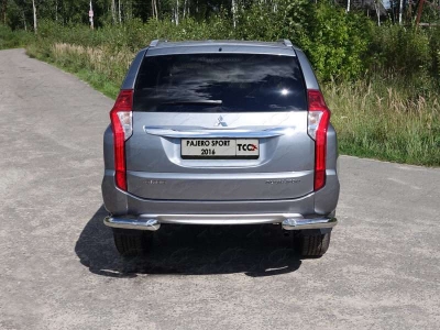 Защита задняя уголки 76 мм ТСС для Mitsubishi Pajero Sport 2016-2020