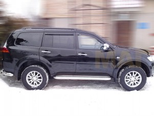 Пороги с площадкой алюминиевый лист 76 мм для Mitsubishi Pajero Sport № MPS14 2