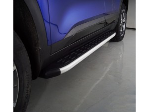 Пороги алюминиевые с пластиковой накладкой из 2-х мест  для Kia Seltos № KIASELT20-20AL