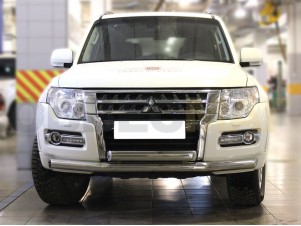 Защита передняя двойная 76-76х40 мм для Mitsubishi Pajero 4 № MP2015_1